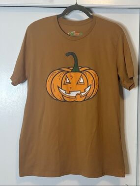 Pumpkin Jack-O'-Lantern Graphic Tee - Brown Orange
